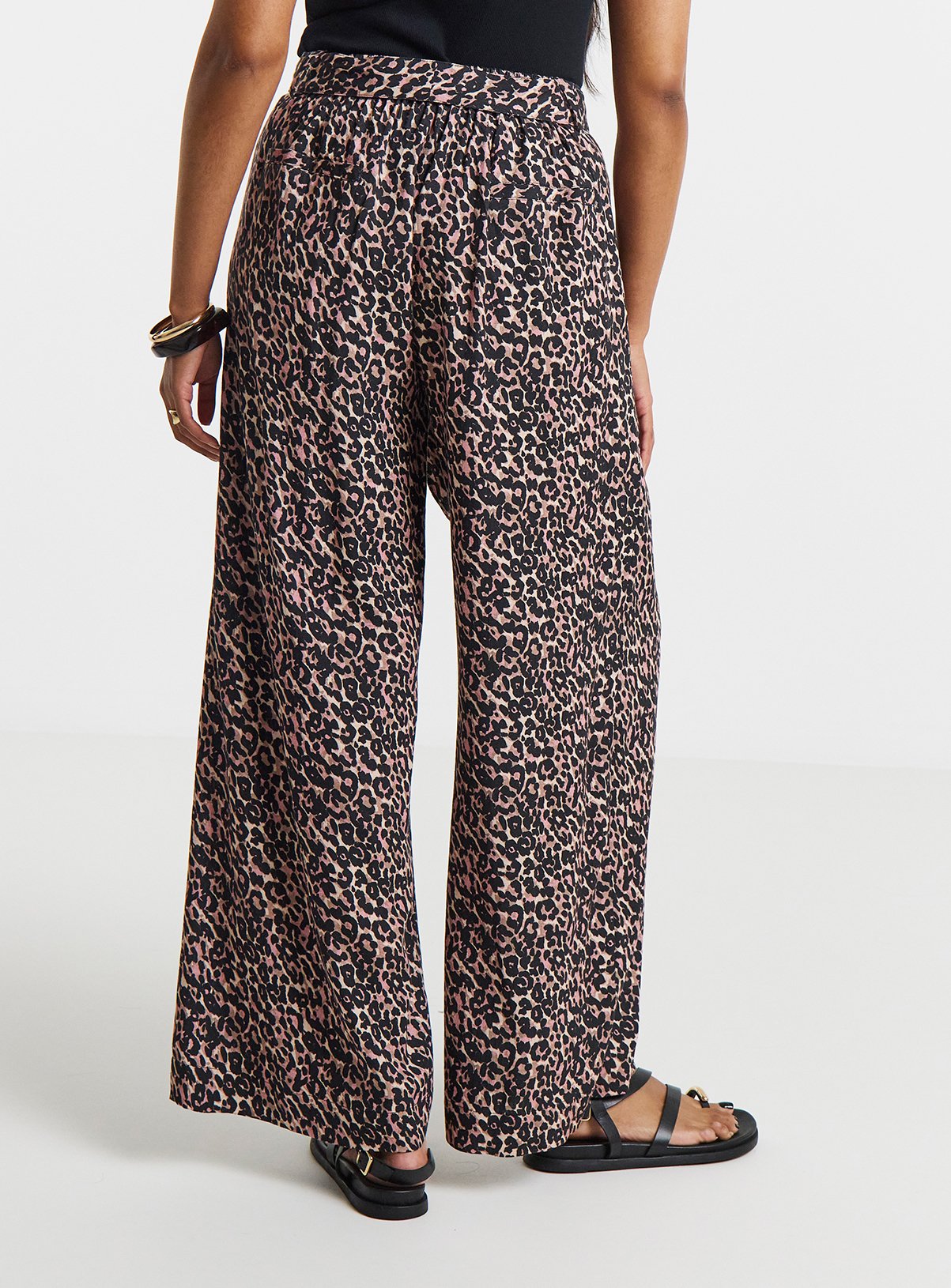 SIMPLY BE Leopard Print Palazzo Trouser With Linen 18 - Image 2 thumbnail